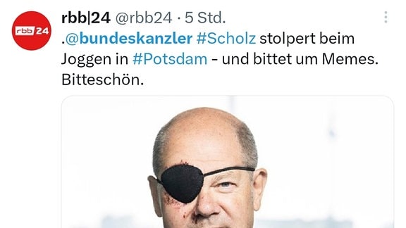 Olaf Scholz mit Augenklappe