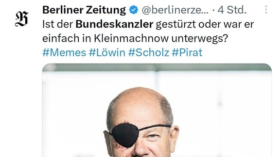 Olaf Scholz mit Augenklappe