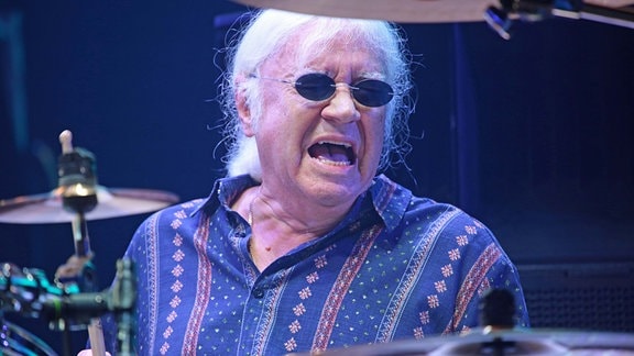 Schlagzeuger Ian Paice trommelt von Anfang an in der Band – mittlerweile 56 Jahre lang.