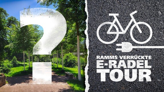 Eine Collage zeigt einen Radweg und den Titel "Ramms verrückte E-Radel Tour"