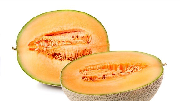 Eine aufgeschnittene Cantaloup-Melone.