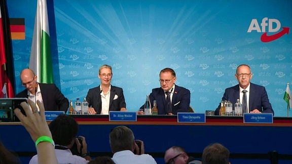 AFD Politiker bei einer Pressekonferenz