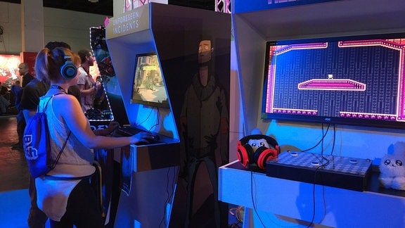 In der Indie Arena Booth können Entwicklerstudios und Newcomer auf über 1000m2 ihre Spiele vorstellen – wie z.B. Backwoods Entertainment aus Bochum.