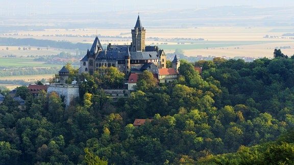 Aussicht auf Schloss Wernigerode, Wernigerode, Harz, Sachsen-Anhalt