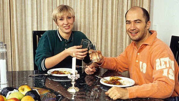 Claudia Jung mit Ehemann Jürgen Evers, 1993