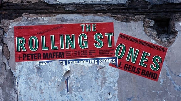 Werbung für ein Konzert mit den Rolling Stones, Peter Maffay und J.Geils Band aus dem Jahr 1982