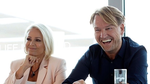 Michelle und Markus Krampe bei einer Pressekonferenz zum Musik-Event Lieblingslieder 