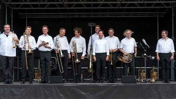 Blechbläser-Ensemble German Brass auf der Konzertbühne in Bad Elster