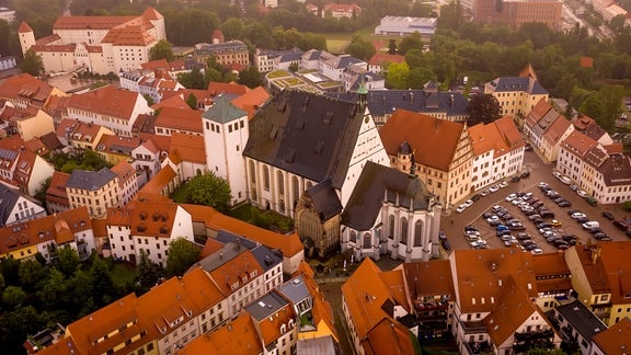 Der Dom St. Marien in Freiberg von oben fotografiert. Hier gastiert der MDR-Musiksommer.