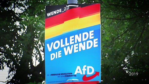 Plakat der AfD mit der Aufschrift "Vollende die Wende"