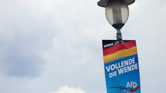 Wahlplakat der AfD mit der Aufschrift ''Vollende die Wende''.