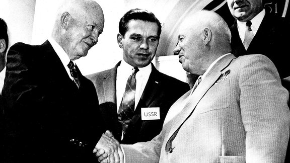US-Präsident Dwight D. Eisenhower und der sowjetische Parteischef Nikita Chruschtschow in Washington September 1959 