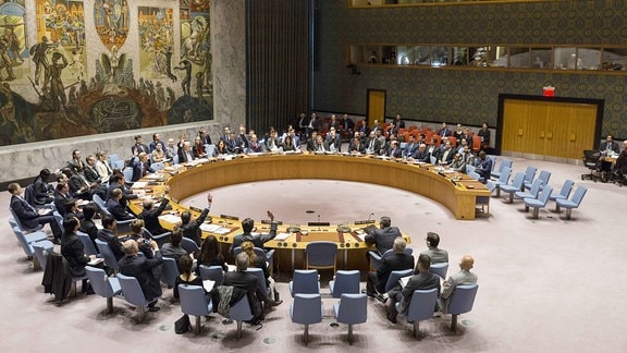 Der UN-Sicherheitsrat tagt im UN-Hauptquartier in New York