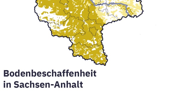 Eine Karte zeigt, dass im Norden und Osten Sachsen-Anhalts der Boden sehr sandig ist.