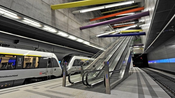 Die Station Bayerischer Bahnhof des City-Tunnels 2013 in Leipzig