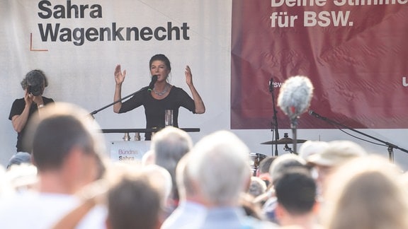 Wahlkampfveranstaltung BSW auf dem Markt in Eisenach