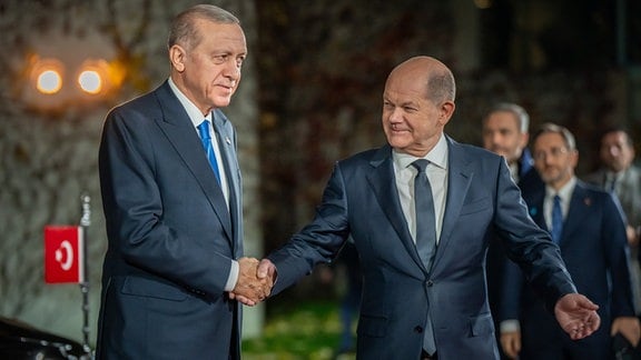 Bundeskanzler Olaf Scholz (SPD) empfängt Recep Tayyip Erdogan, Präsident der Türkei.