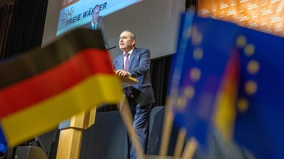 Hubert Aiwanger, Bundesvorsitzender der Partei "Freie Wähler", spricht auf dem Bundesparteitag der Freien Wähler in Bitburg.