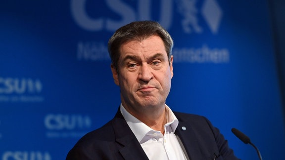 Markus Soeder, Ministerpräsident Bayern und CSU-Vorsitzender, angespannt