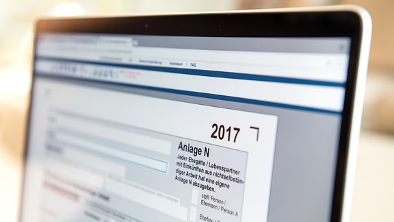 Online-Steuerformular mit Anlage N für das Jahr 2017.
