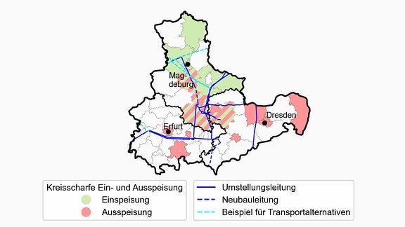 Karte Wasserstoff-Kernnetz Mitteldeutschland