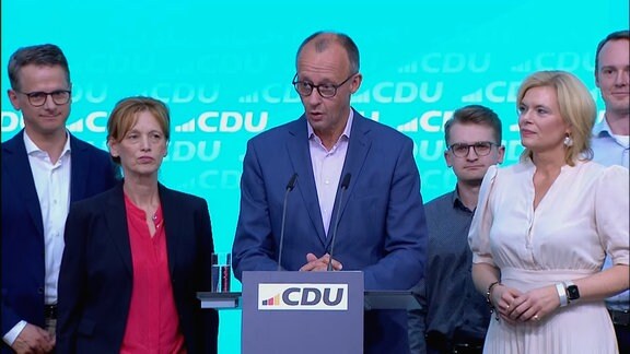CDU-Bundesvorsitzender Friedrich Merz bei einer Rede 