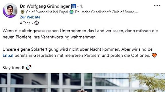 LinkedIn-Post Wolfgang Gründinger