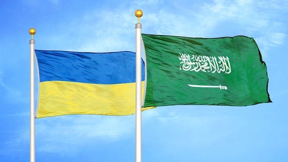 Fahnen Ukraine Saudi-Arabien