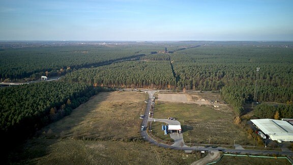 Luftbild: Zukünftiger Betriebsstandort in Gruenheide für Tesla