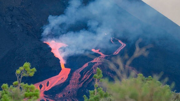Lava-Fluss am Vulkan nahe El Paso auf La Palma