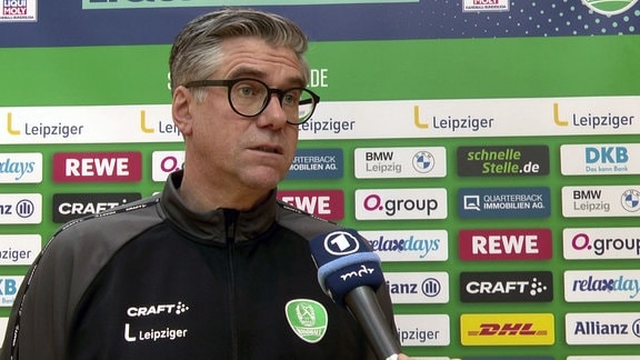 Trainer SC DHfK Leipzig, Rúnar Sigtryggsson, im Interview.