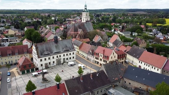 Blick auf Kleinstadt Bad Schmiedeberg.