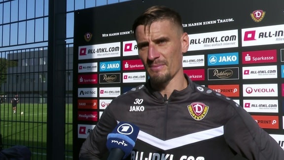 Stefan Kutschke, Kapitän, Dynamo Dresden, während Interview.