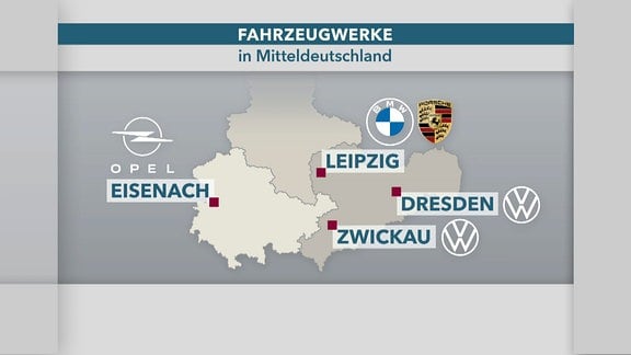 Grafik Karte Übersicht Fahrzeugwerke in Mitteldeutschland