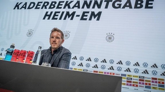 Julian Nagelsmann nimmt an der Pressekonferenz zur Nominierung des vorläufigen DFB Kaders für die Fußball Europameisterschaft teil.