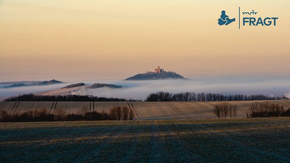 Die Veste Wachsenburg ist in Nebel gehüllt. 