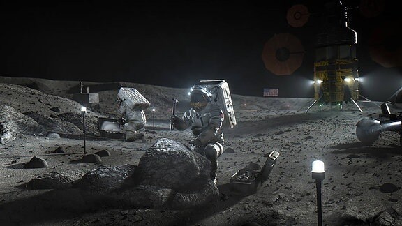 Illustration zeigt Artemis-Astronauten auf dem Mond