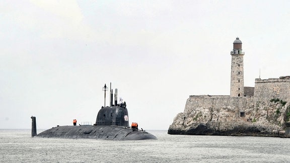 Russisches Atom-U-Boot Kasan auf Flottenbesuch im Hafen von Havanna, Kuba, 14. Juni 2024