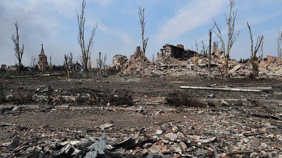 Zerstörte Gebäude in Artyomovsk, auch bekannt als Bakhmut