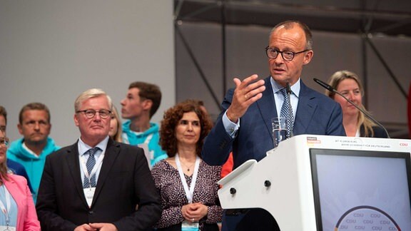 Friedrich Merz, CDU-Vorsitzender, bei seinem Schlusswort, 35. CDU-Parteitag 2022 in Hannover