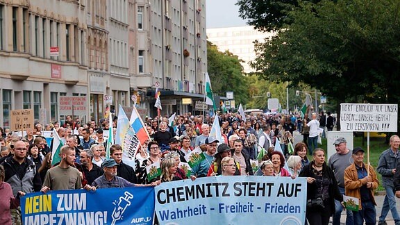 Demonstrationszug in Chemnitz