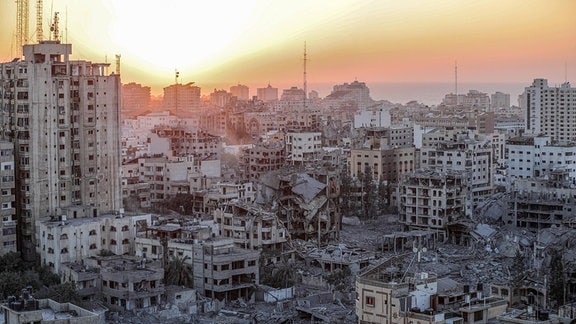 Zerstörte Gebäude im Gaza-Streifen