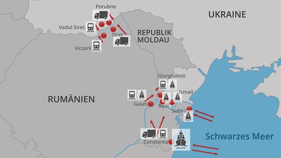 Güterverkehr zwischen Rumänien und Ukraine und Republik Moldau