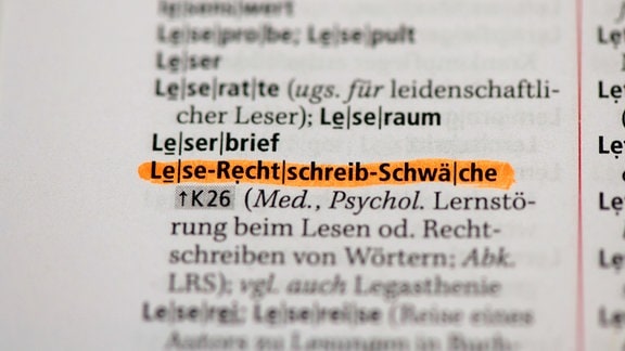 Eintrag des Begriffs Lese-Rechtschreib-Schwäche im deutschen Duden für Rechtschreibung