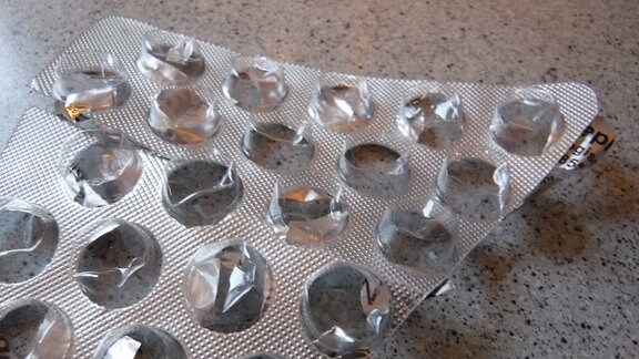 Eine leere Tabletten Verpackung.