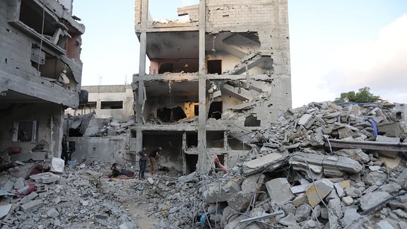 Haus-Trümmer in Gaza-Stadt Rafah in denen Dschihad-Kommandeur Chalid Mansur starb