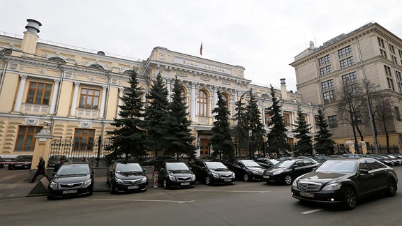 Eine Außenansicht des Gebäudes der russischen Zentralbank in Moskau.
