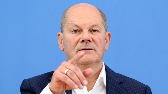 Olaf Scholz bei der Bundespressekonferenz