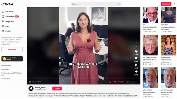 Screenshot von TikTok Apollo-News