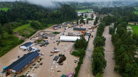 Ein überflutetes Gebiet in der Nähe von Kamnik.